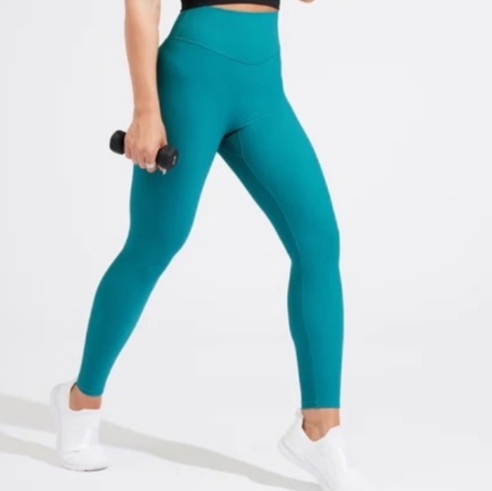 Buff Bunny 80's Material Girl Ribbed Legging in Teal Size Small